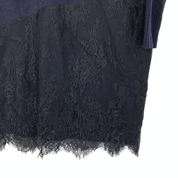 Thakoon Collection Asymmetric Lace Sweater Dress Sz L Navy Black Long Sleeve - Picture 4 of 6